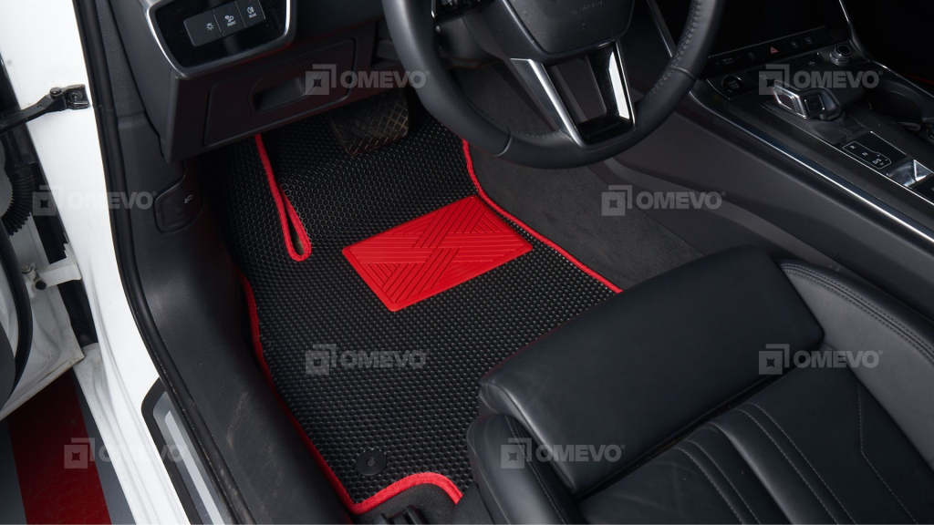 omevo eva dywaniki czarne z czerwonym obszyciem