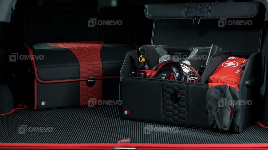 organizer do bagażnika czerwony czarny