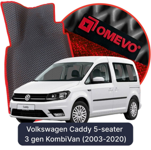 OMEVO 5D Pro EVA Dywaniki do Volkswagen Caddy 5-osobowy 3 gen KombiVan 5 drzwi (2003-2020)