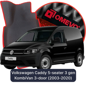 OMEVO 5D Pro EVA Dywaniki do Volkswagen Caddy 5-osobowy 3 gen KombiVan 3 drzwi (2003-2020)