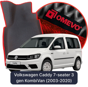 OMEVO 5D Pro EVA Dywaniki do Volkswagen Caddy 7-osobowy 3 gen KombiVan 5 drzwi (2003-2020)