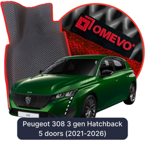 OMEVO 5D Pro EVA Dywaniki do Peugeot 308 3 gen Hatchback 5 drzwi (2021-2026)