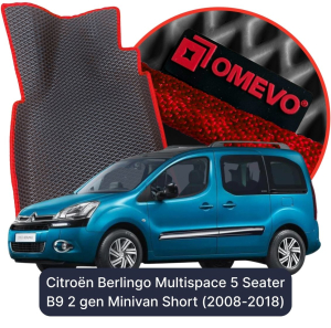 OMEVO 5D Pro EVA Dywaniki do Citroën Berlingo Multispace 5-osobowy B9 2 gen Minivan Short (2008-2018)
