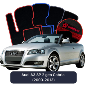 Dywaniki Welurowe OMEVO do Audi A3 8P 2 gen Cabrio (2003-2013)