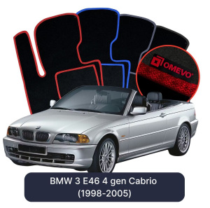 Dywaniki Welurowe OMEVO do BMW 3 E46 4 gen Cabrio (1998-2005)