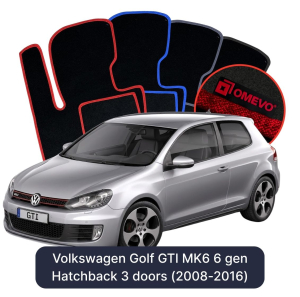 Dywaniki Welurowe OMEVO do Volkswagen Golf GTI MK6 6 gen Hatchback 3 drzwi (2008-2016)