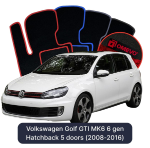 Dywaniki Welurowe OMEVO do Volkswagen Golf GTI MK6 6 gen Hatchback 5 drzwi (2008-2016)