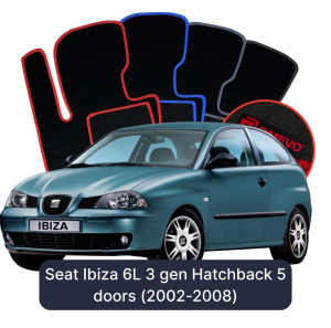 Dywaniki Welurowe OMEVO do Seat Ibiza 6L 3 gen Hatchback 5 drzwi (2002-2008)