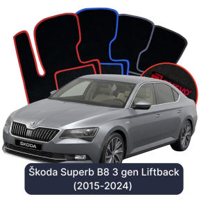 Dywaniki Welurowe OMEVO do Škoda Superb B8 3 gen Liftback (2015-2024)