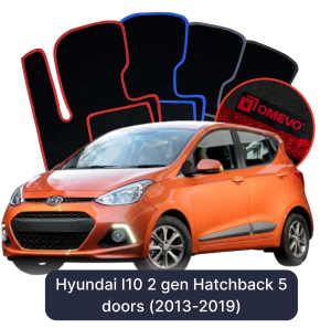 Dywaniki Welurowe OMEVO do Hyundai I10 2 gen Hatchback 5 drzwi (2013-2019)
