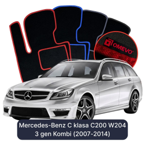 Dywaniki Welurowe OMEVO do Mercedes-Benz C klasa C200 W204 3 gen Kombi (2007-2014)