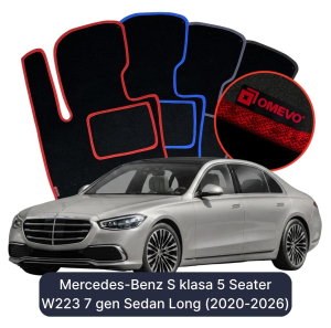 Dywaniki Welurowe OMEVO do Mercedes-Benz S klasa 5-osobowy W223 7 gen Sedan Long (2020-2026)