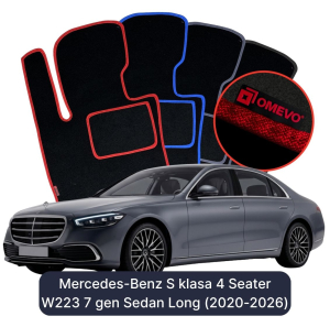 Dywaniki Welurowe OMEVO do Mercedes-Benz S klasa 4-osobowy W223 7 gen Sedan Long (2020-2026)