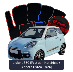 Dywaniki Welurowe OMEVO do Ligier JS50 EV 2 gen Hatchback 3 drzwi (2024-2026)