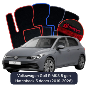 Dywaniki Welurowe OMEVO do Volkswagen Golf R MK8 8 gen Hatchback 5 drzwi (2019-2026)