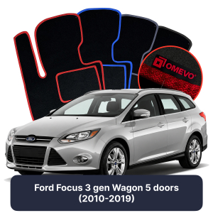 Dywaniki Welurowe OMEVO do Ford Focus 3 gen Kombi 5 drzwi (2010-2019)