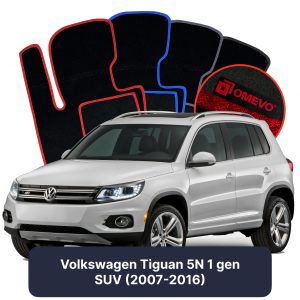 Dywaniki Welurowe OMEVO do Volkswagen Tiguan 5N 1 gen SUV (2007-2016)