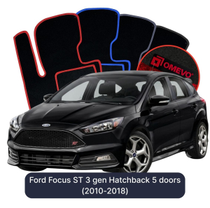 Dywaniki Welurowe OMEVO do Ford Focus ST 3 gen Hatchback 5 drzwi (2010-2018)