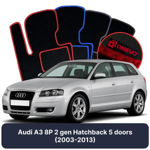 Dywaniki Welurowe OMEVO do Audi A3 8P 2 gen Hatchback 5 drzwi (2003-2013)