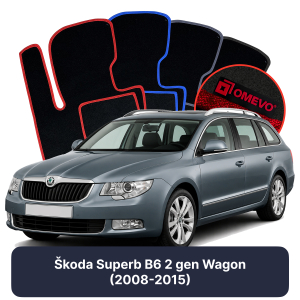 Dywaniki Welurowe OMEVO do Škoda Superb B6 2 gen Kombi (2008-2015)