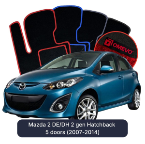 Dywaniki Welurowe OMEVO do Mazda 2 DE/DH 2 gen Hatchback 5 drzwi (2007-2014)