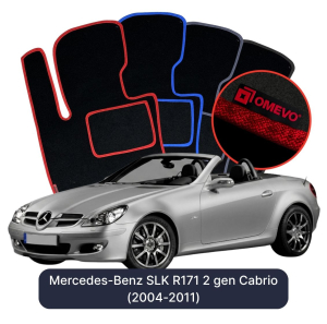 Dywaniki Welurowe OMEVO do Mercedes-Benz SLK R171 2 gen Cabrio (2004-2011)