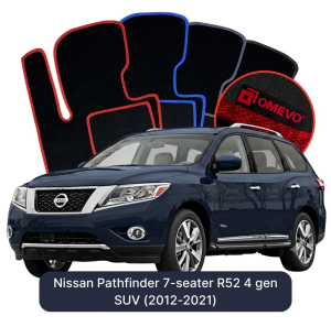 Dywaniki Welurowe OMEVO do Nissan Pathfinder 7-osobowy R52 4 gen SUV (2012-2021)