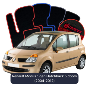 Dywaniki Welurowe OMEVO do Renault Modus 1 gen Hatchback 5 drzwi (2004-2012)