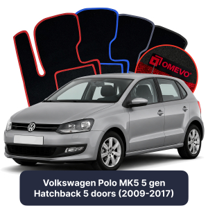 Dywaniki Welurowe OMEVO do Volkswagen Polo MK5 5 gen Hatchback 5 drzwi (2009-2017)