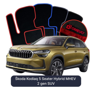 Dywaniki Welurowe OMEVO do Škoda Kodiaq 5-osobowy Hybryda MHEV 2 gen SUV (2024-2026)