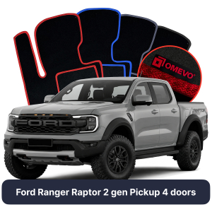 Dywaniki Welurowe OMEVO do Ford Ranger Raptor 2 gen Pick-up 4 drzwi (2022-2026)