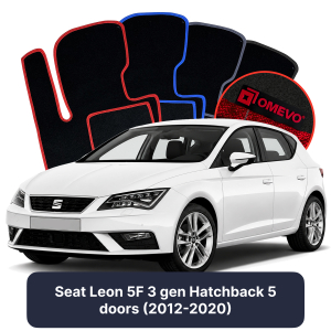 Dywaniki Welurowe OMEVO do Seat Leon 5F 3 gen Hatchback 5 drzwi (2012-2020)