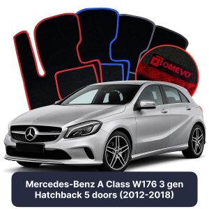 Dywaniki Welurowe OMEVO do Mercedes-Benz A klasa W176 3 gen Hatchback 5 drzwi (2012-2018)