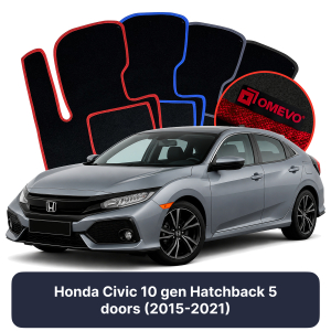 Dywaniki Welurowe OMEVO do Honda Civic 10 gen Hatchback 5 drzwi (2015-2021)