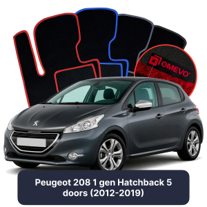 Dywaniki Welurowe OMEVO do Peugeot 208 1 gen Hatchback 5 drzwi (2012-2019)