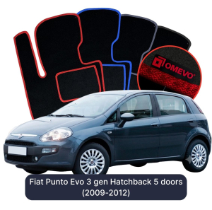 Dywaniki Welurowe OMEVO do Fiat Punto Evo 3 gen Hatchback 5 drzwi (2009-2012)