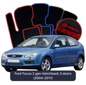 Dywaniki Welurowe OMEVO do Ford Focus 2 gen Hatchback 3 drzwi (2004-2011)