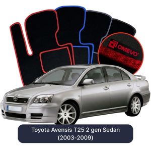 Dywaniki Welurowe OMEVO do Toyota Avensis T25 2 gen Sedan (2003-2009)