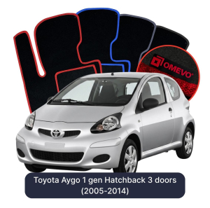 Dywaniki Welurowe OMEVO do Toyota Aygo 1 gen Hatchback 3 drzwi (2005-2014)