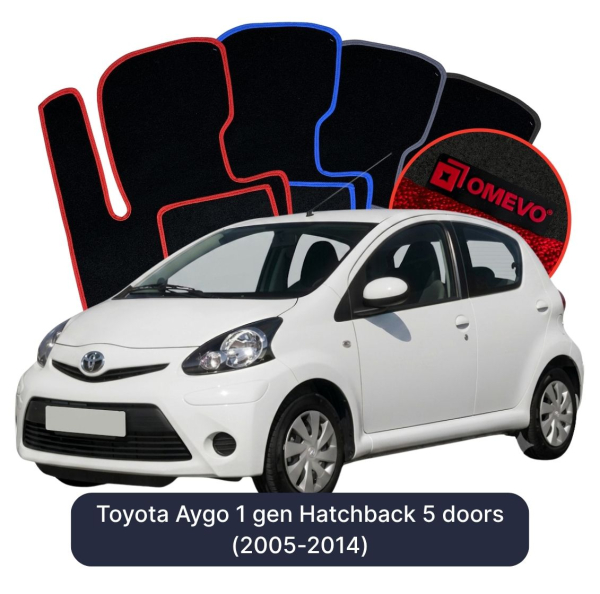 Welurowe Dywaniki samochodowe OMEVO do Toyota Aygo 1 gen Hatchback 5 drzwi (2005-2014)