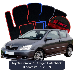Dywaniki Welurowe OMEVO do Toyota Corolla E130 9 gen Hatchback 3 drzwi (2001-2007)