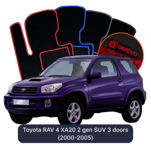 Dywaniki Welurowe OMEVO do Toyota RAV 4 XA20 2 gen SUV 3 drzwi (2000-2005)