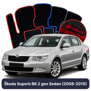 Dywaniki Welurowe OMEVO do Škoda Superb B6 2 gen Sedan (2008-2015)