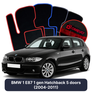 Dywaniki Welurowe OMEVO do BMW 1 E87 1 gen Hatchback 5 drzwi (2004-2011)