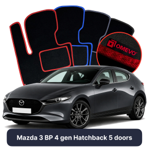 Dywaniki Welurowe OMEVO do Mazda 3 BP 4 gen Hatchback 5 drzwi (2019-2026)