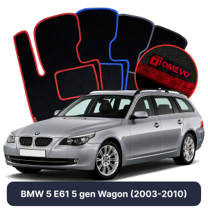 Dywaniki Welurowe OMEVO do BMW 5 E61 5 gen Kombi (2003-2010)