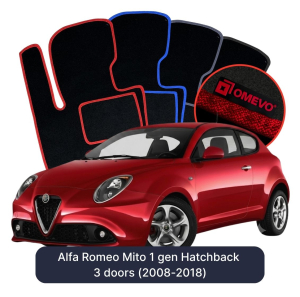 Dywaniki Welurowe OMEVO do Alfa Romeo Mito 1 gen Hatchback 3 drzwi (2008-2018)