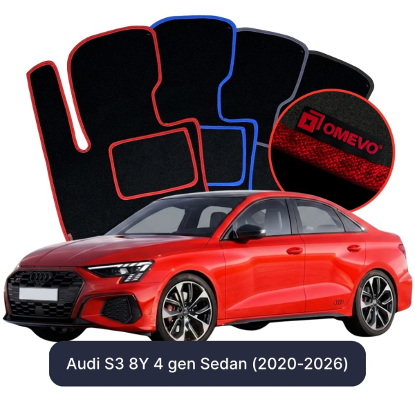 Welurowe Dywaniki samochodowe OMEVO do Audi S3 8Y 4 gen Sedan (2020-2026)