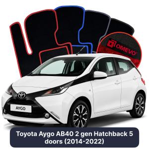 Dywaniki Welurowe OMEVO do Toyota Aygo AB40 2 gen Hatchback 5 drzwi (2014-2022)