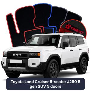 Dywaniki Welurowe OMEVO do Toyota Land Cruiser 5-osobowy J250 5 gen SUV 5 drzwi (2024-2026)